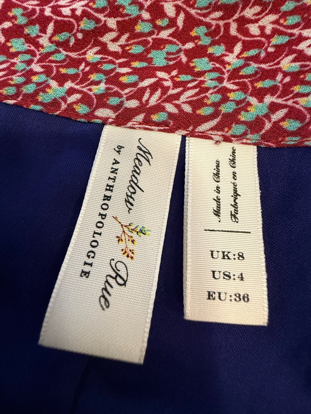 Meadow Rue by Anthropologie floral patchwork midi skirt SZ 4 - Picture 6 of 11